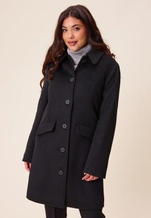 Happy Holly Straight Wool Blend Coat Black 48/50 Black Ullkåper Dam