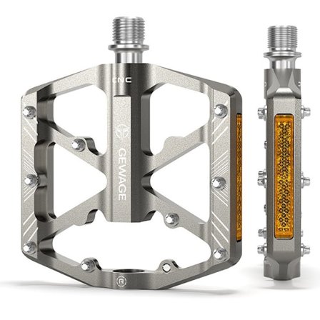Cykelpedaler med reflexremsor, 3 förseglade lager, halkfri CNC-aluminium