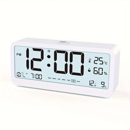 Multifunctional Digital Clock LED Adjustable Brightness Temperature and Humidity Display Dual Mode Alarm Clock