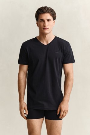 GANT Herren 2er-Pack V-Neck T-Shirts (XXL) Schwarz