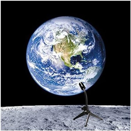 Måne Jord Projektion LED Lampe, 3D Jord Solnedgang Lampe Måne Projektor, 360° Roterende LED Tiktok Fotografering