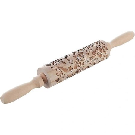 Julekjevle med mønster, 3D-kjevler i tre med preging, pregekjevle (B, 35cm)