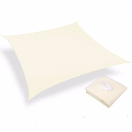 3x2,5m Elfenbensfarvet Rektangulær Solsejl med Monteringssæt UV-Beskyttelse Skygge Skyggebestandig Luft- og Åndbar Blokerer 90% UV-Stråler Sæt