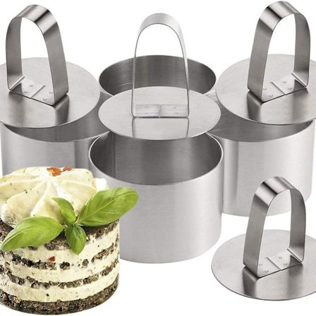 Dessert ring, 4-delad serveringsring, serveringsring rostfritt stål set, serveringsring,