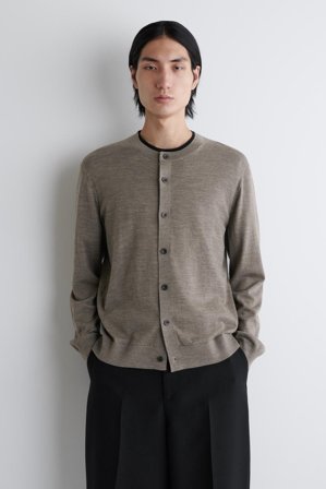COS Merino Wool Crew-Neck Cardigan in Beige - Men