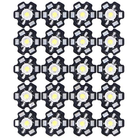 20 stk LED-lampeperler med lav spenning, høyt lys, aluminium LED-brikke med aluminiumsunderlag for DIY-belysningsarmaturer