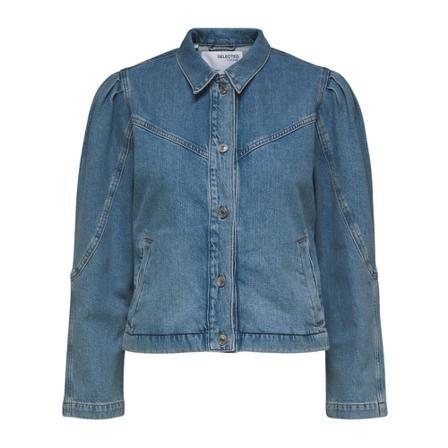 Selected Femme Coco melt puff sleeve denim Jakke Blå, Dame