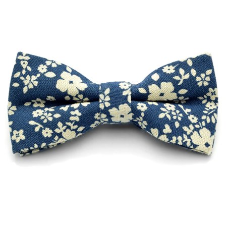 Blue & White Floral Pre-Tied Bow Tie for Men - Pre-tied bow ties