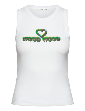 Nicole Rib Vest T-shirts & Tops Sleeveless Hvit Wood Wood*Betinget Tilbud