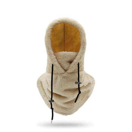 Sherpa Hood Ski Mask Winter Balaclava Cold Weather Windproof Adjustable Warm Hood Cover Hat Cap Scarf-WELLNGS Khaki