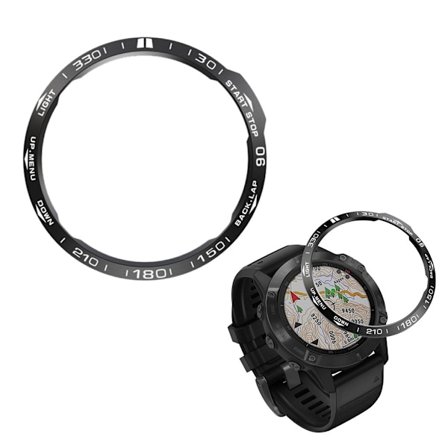 Garmin Fenix 6X rostfritt stål bezel - svart / Style A