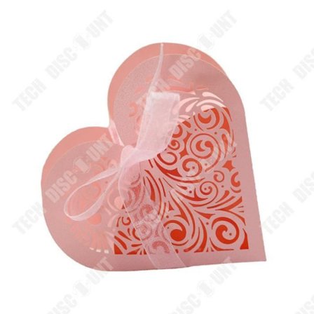 Bonbonnière - TD - Hjärta - 50 stycken - Rosa - Bröllop/Valentin - 9x8x3cm