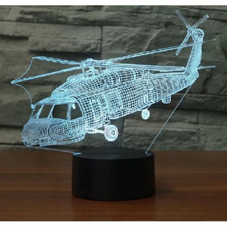 3D Fly Helikopter Nattlys Berørings Bord Skrivebord Optisk Illusjon
