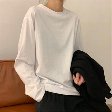 Långärmade T-shirts Dam Spring Långstil Lös Enkel Ins C