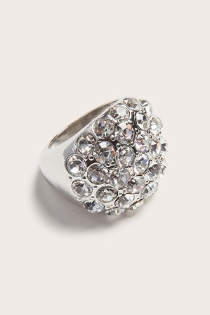 Kappahl | Pierścionek z kryształkami | Srebrny