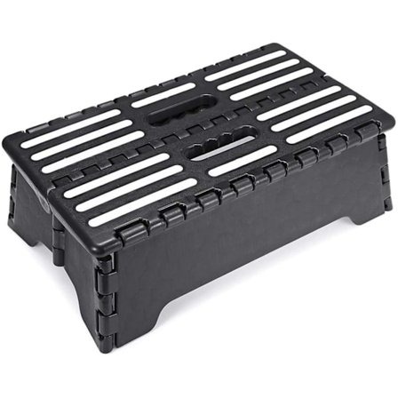 5 tums hopfällbar fotsteg (svart), öppnas enkelt inomhus