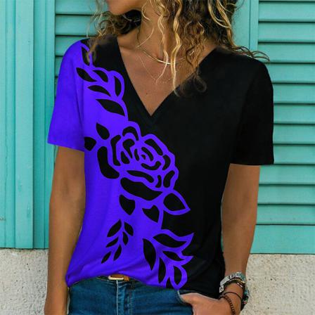 Dam Boho T-shirt V-ringad Tröja