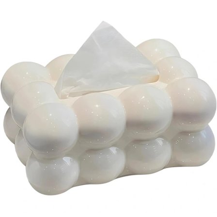 White Minimalist Rectangular Plastic Tissue Box Holder 20 x 13 x 9 cm Decorative Paper Facial Tissue Storage Box