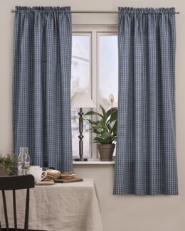 Gardinfag garnfarvede 2-pak ternede Blå