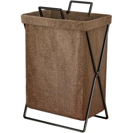 st Hopfällbar Tvättkorg Tvättsäck Vikbart Handtag HxBxD 58 x 35 x 25 cm, brun