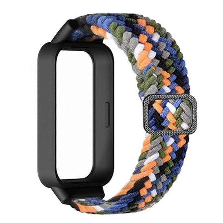 For Xiaomi Smart Band 9 Active Redmi Band 3 Vevd Nylon Rem Snap-On Deksel Klokkereim - Denim Blå