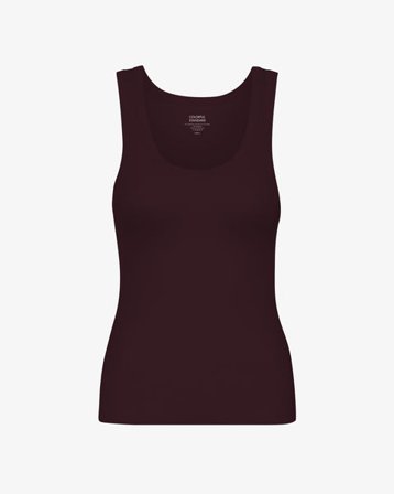 Women Organic Rib Tank Top - Oxblood Red