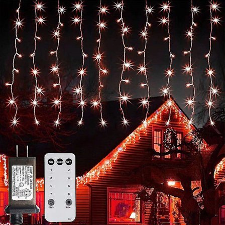 Juleis-gardinlys for vinduer 6x1m 300 LED 9 farger fjernkontroll