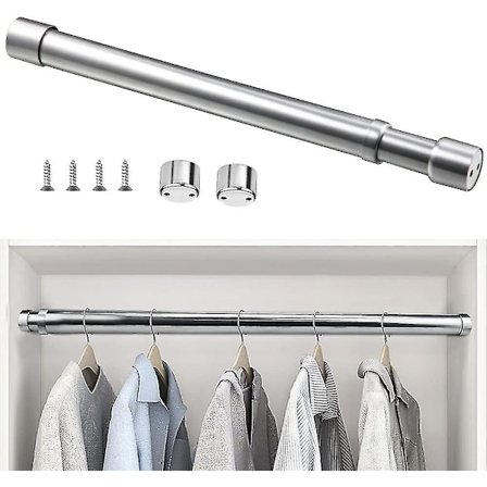 Udtrækkelig garderobestang i rustfrit stål 33 cm til 51 cm justerbar teleskopgardinstang Anti-korrosion udtrækkelig garderobe