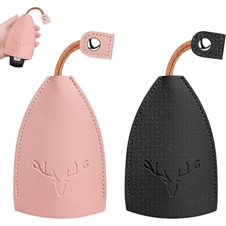 Vaaleanpunainen ja musta nahkainen auton avaimenperä, 2 kpl suurikapasiteettinen vedenpitävä söpö peuran PU-nahkainen avaimenperä. Avainkoteloon 