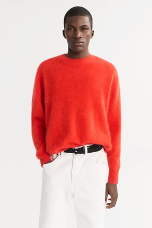 Soft Goat - Men's Brushed Crewneck - Kashmirtröja herr - L - Tangerine