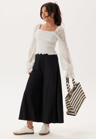 Happy Holly Ankle Soft Wide Leg Pants Black 48/50