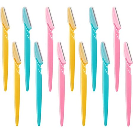 12 kpl Kulmakarvan Partakoneita, Parranajalaitteita Naisille ja Miehille Kasvojen Karvojen Poistoon (Vaaleanpunainen, Keltainen, Sininen)