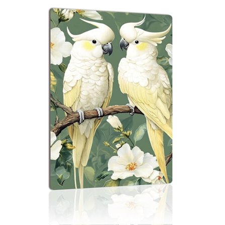 Kakadu metallikyltti tyylikäs lintu seinätaide vintage peltikyltti kodin seinäkoriste laatta aikuisille lahjaksi