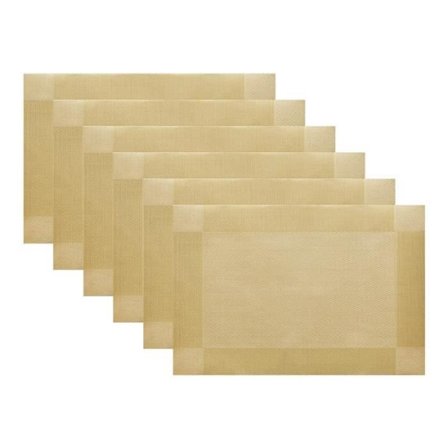 (Guld) Sæt med 6 vaskbare dækkeservietter, Antidote, varme- og slidbestandige, lette at rengøre - 3