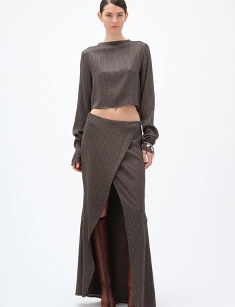 REMAIN Birger Christensen Drapy Check Shirt - Brown - 40