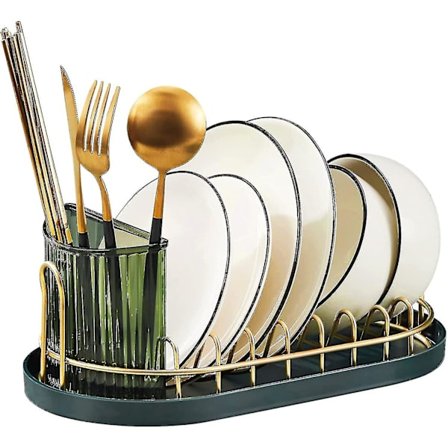 Lite Oppvaskstativ, Avtakbart Oppvaskstativ i Rustfritt Stål, Pustende Drenering, Bestikkholder med Spisepinner og Skjeer, Oppvaskstativ til Kjøkken 