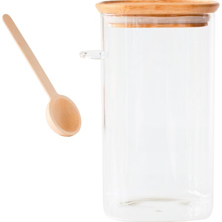 Pebbly Glasburk med bambulock och måttsked 1400 ml | Inredning > Förvaring > Förvaringslåda | Bagaren och Kocken