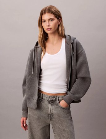 Calvin Klein Jeans Ls Oversized Scuba Hoodie - Grey - XXS