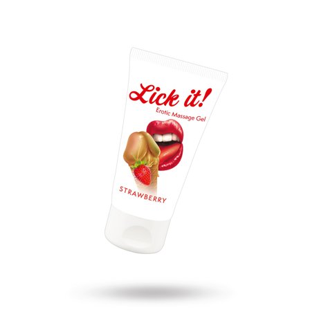Lick it! Eroottinen Hierontageeli Mansikka - 50 ml - Vuxen.fi - Romantiikka & Esileikki