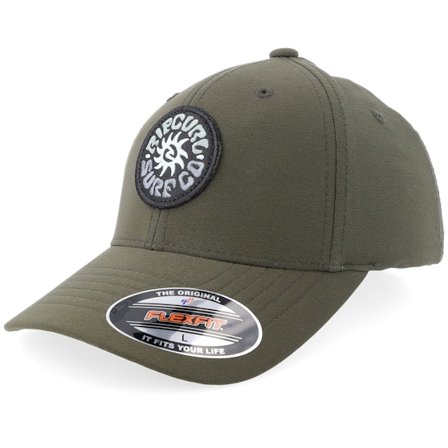 Rip Curl - Groen flexfit Cap - Rinsed Cap Olive Flexfit @ Hatstore