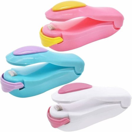 Mini Sealer, 3 stk. Plastposeforsegler, Bærbar Plastposeforsegler