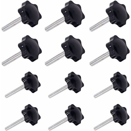 12 stk. M6 (32) × 40 mm og M8 (38) × 40 mm gevindspændehåndtag med greb, skruer, knapper, håndtag, stjerneknap