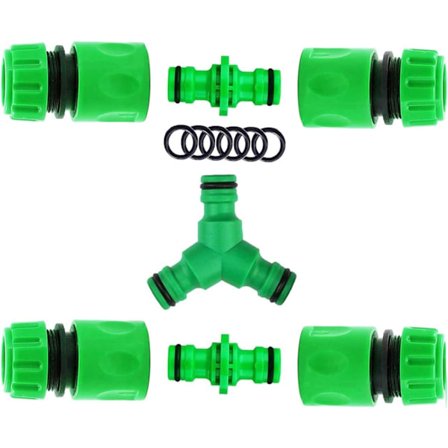 4-pakke hurtigkoblingsbeslag, 2-pakke dobbel hann & 1-pakke Y-splitter slangekoblinger - 1/2 tommers plastvannrøradaptere for gar