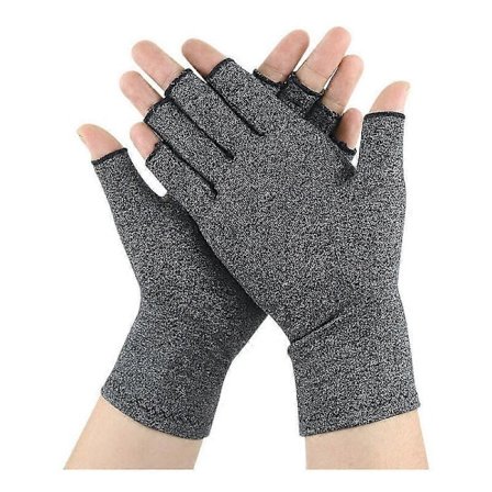 Komfortable kompressionshandsker til smertelindring ved gigt, fleksibelt fingerløst design til daglige aktiviteter (2 par, medium)