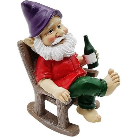 Morsom Hagestatue Utendørs, Dvergfigurer Resin Dekor Gyngestol Nisse Statue for Uteplass Hage Plen Innendørs Bord, Flerfarget_tfrf