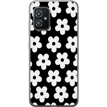 Yhteensopiva Puhelinkuori Asus Asus Zenfone 8 Mustavalkoinen kukkakuvio minimalistisessa skandinaavisessa muotoilussa, jossa voimakas kontrasti ja aja