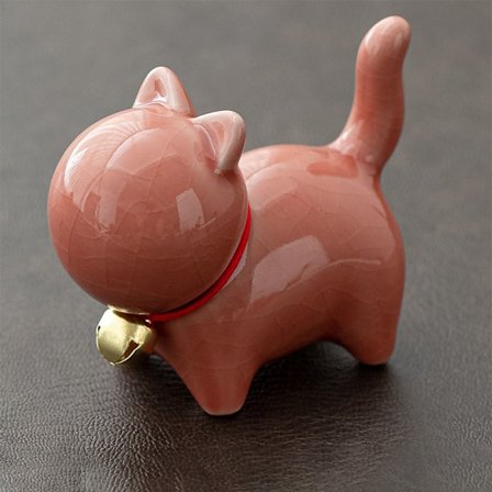 Naturlig keramikk Katt Hund Tre Valp Figurer ROSA