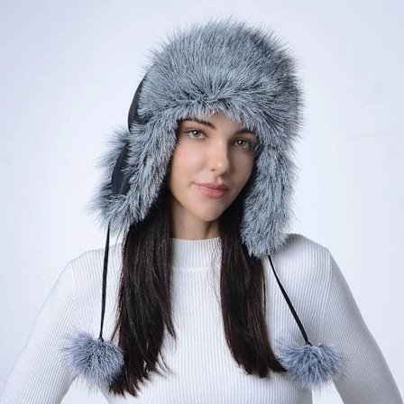 Russisk Ushanka-stil faux fur jægerhat til kvinder, varm øreklap skihat til vinter.