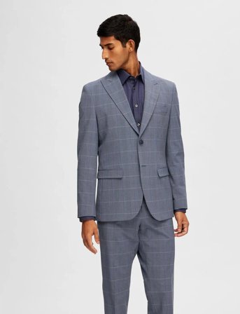 Selected Slhslim-Liam Blue Check Blz Flex - Blue - 46
