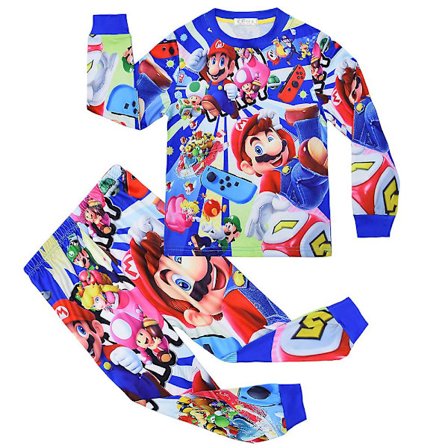 4-9 År Børn Super Mario Bros Pyjamas Sæt Natdragter Pyjamas Outfits Gaver